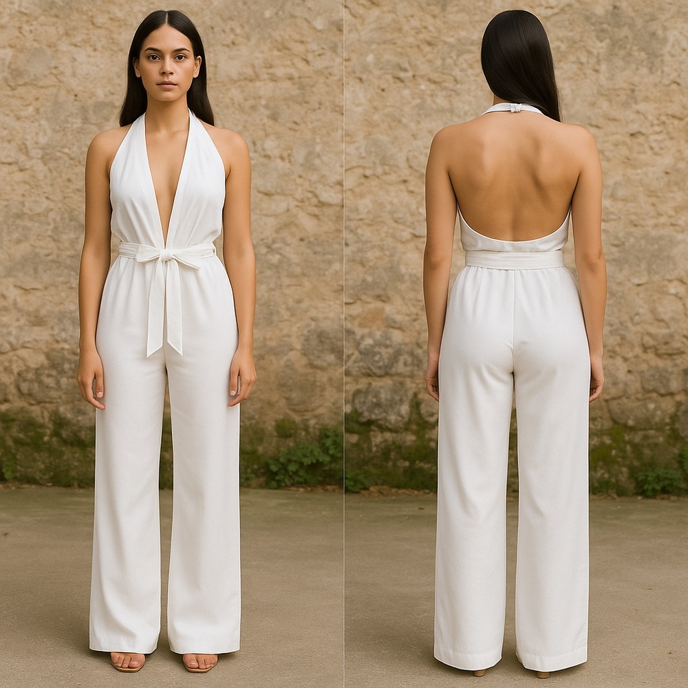 Elegant White Halter Jumpsuit